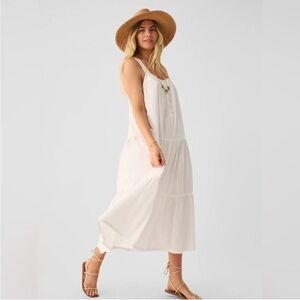 Faherty Marina Seersucker Organic Cotton Dress Maxi White